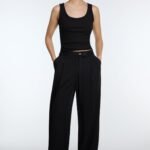 High-Rise Wide Leg Belt Detail Trouser