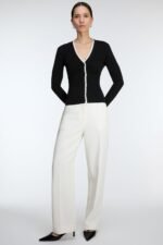 High-Rise Straight Leg Trouser With Half Elastic Waist - Image 2