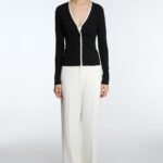 High-Rise Straight Leg Trouser With Half Elastic Waist