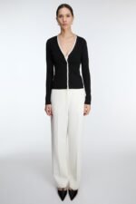 High-Rise Straight Leg Trouser With Half Elastic Waist