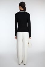 High-Rise Straight Leg Trouser With Half Elastic Waist - Image 3