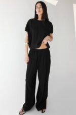 Crinkled Rayon Elastic Waist