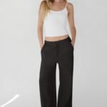 Double-Knit Cotton Blend Wide Leg Pant