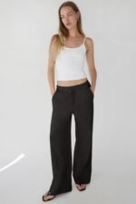 Double-Knit Cotton Blend Wide Leg Pant