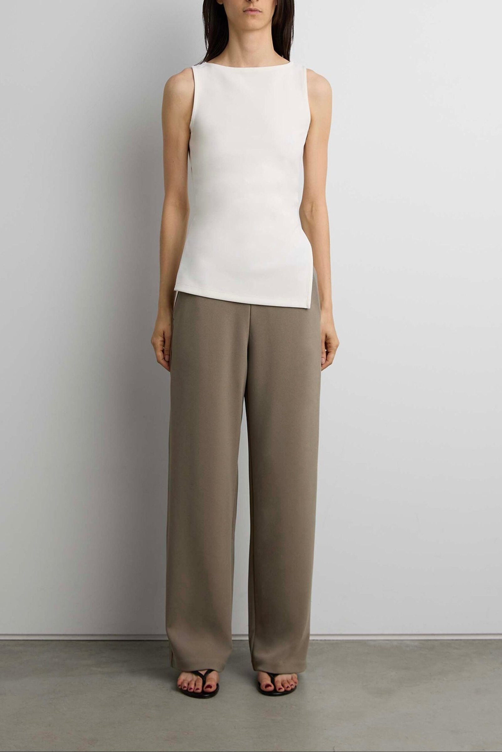 Pant-14261_Taupe-1.jpg Mid-Rise Wide Leg Pant - Image 1