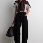 Cropped Length Twill Barrel Leg Pant