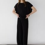Crinkled Rayon Elastic Waist Pant