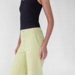 Regular Length Twill Wide Leg Pant