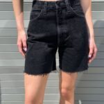 Mid Thigh Black Jean Short