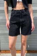Mid Thigh Black Jean Short