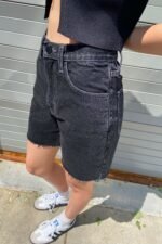 Mid Thigh Black Jean Short - Image 3