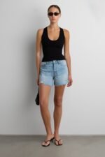 Mid-Rise Jean Short With Distressing