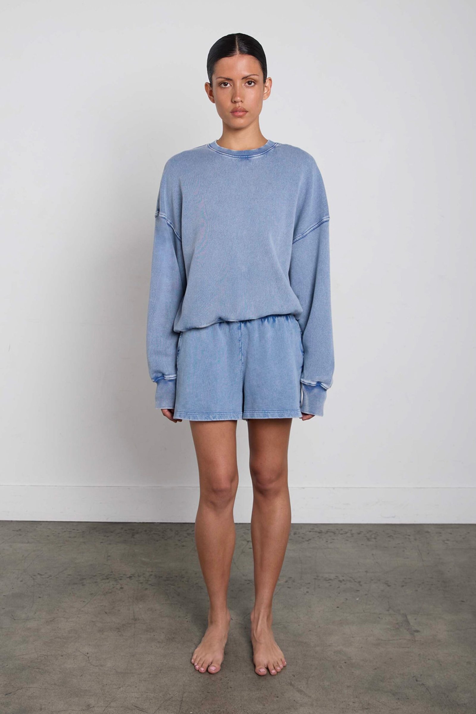 Short-15866_GD_Blue-1.jpg Garment Dyed Cotton Elastic Waist Short - Image 1