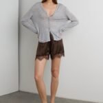 Satin Short With Lace Hem