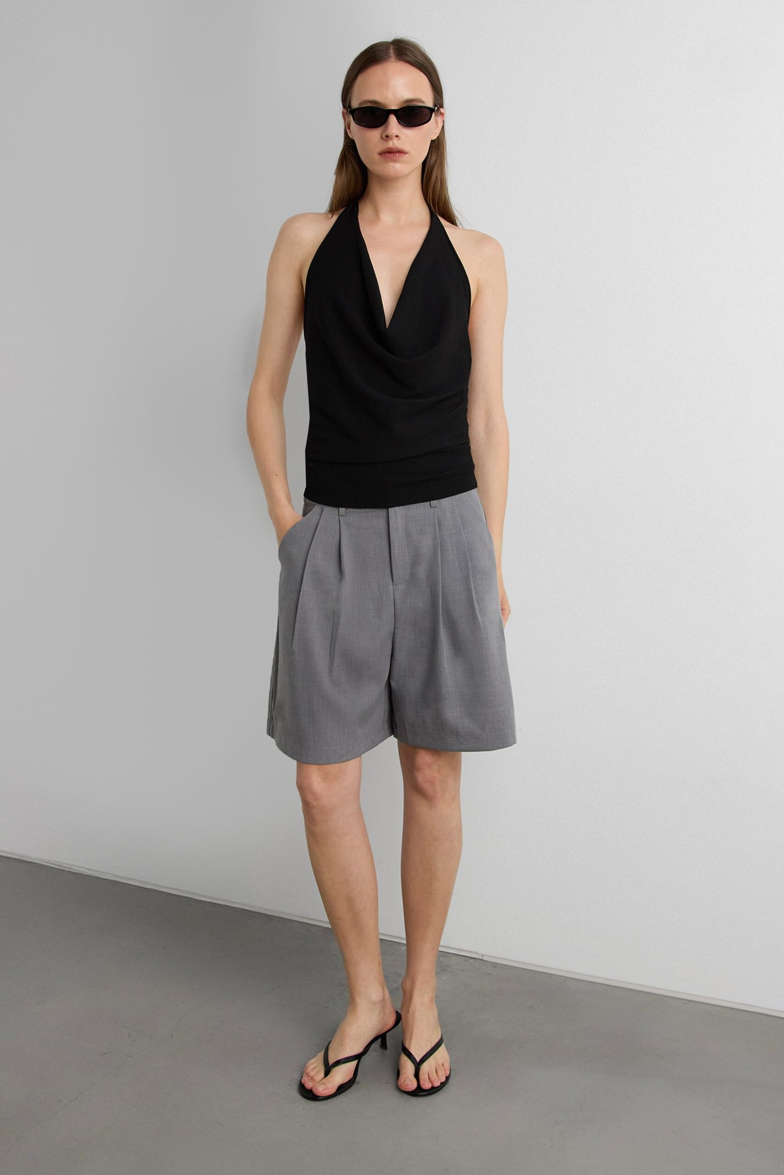 Short-16901_MEDIUM_GREY-1.jpg Pleated Chino Short - Image 1