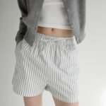 Cotton Poplin Striped Short