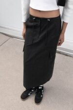 Cotton Nylon Midi Cargo Skirt - Image 4