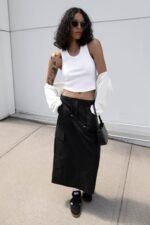 Cotton Nylon Midi Cargo Skirt - Image 6