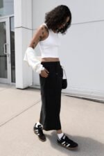 Cotton Nylon Midi Cargo Skirt - Image 2