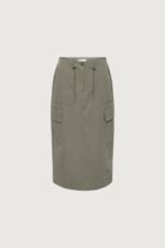 Cotton Nylon Midi Cargo Skirt