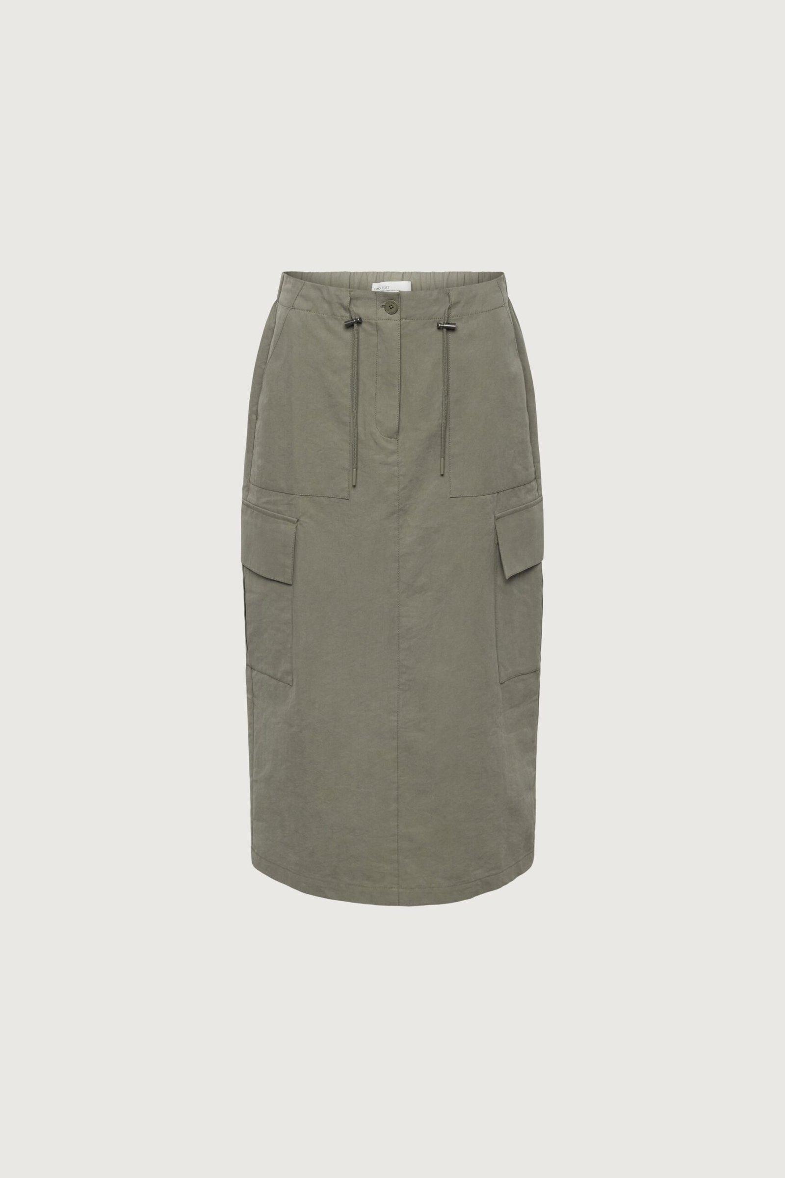 Skirt-12203_Vetiver-1.jpg Cotton Nylon Midi Cargo Skirt - Image 1