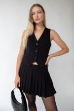 Pleated Suiting Mini Skirt - Image 2