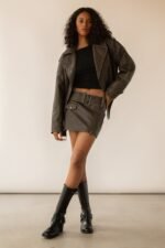 Vegan Leather Moto Mini Skirt - Image 5