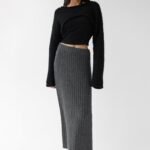 High-Rise Ribbed Knit Midi Skirt