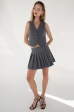 Mini Pleated Suiting Skirt - Image 2