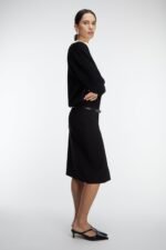Midi Suiting Skirt With Front Slit - Image 2
