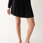 Pleated Knit Mini Skirt