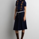 Exposed Waist Pleated Midi Skirt
