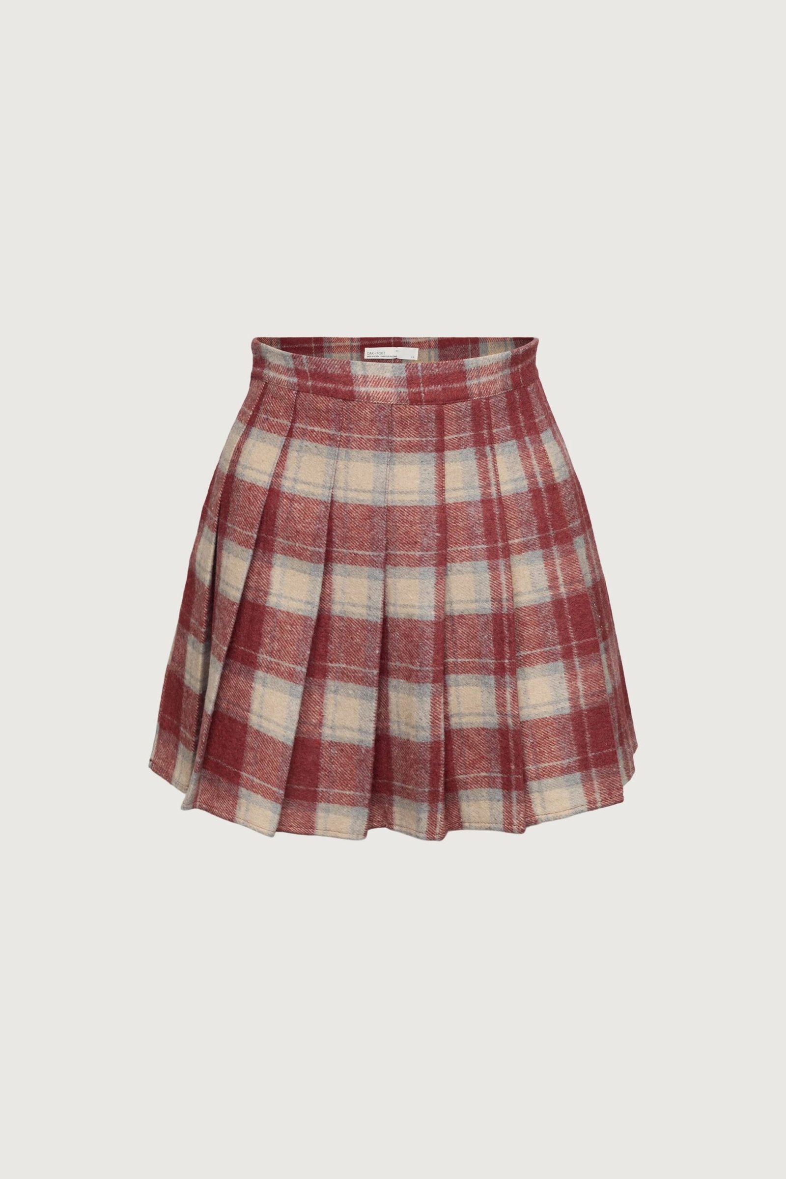 Skirt-14395_Red_Plaid-1.jpg Pleated Plaid Mini Skirt - Image 1