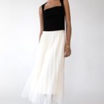 Reversible Layered Pleated Midi Skirt