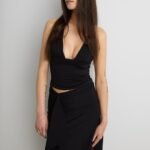 Front Drape Midi Skirt