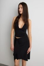 Front Drape Midi Skirt