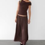 Wrinkle Effect Maxi Skirt