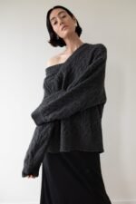 Cable Knit V-Neck Sweater - Image 4