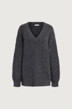 Cable Knit V-Neck Sweater - Image 6