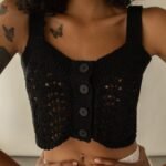 Cropped Open Knit Tank Top