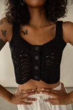 Cropped Open Knit Tank Top