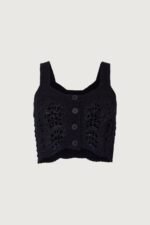 Cropped Open Knit Tank Top - Image 4