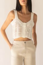 Cropped Open Knit Tank Top - Image 2