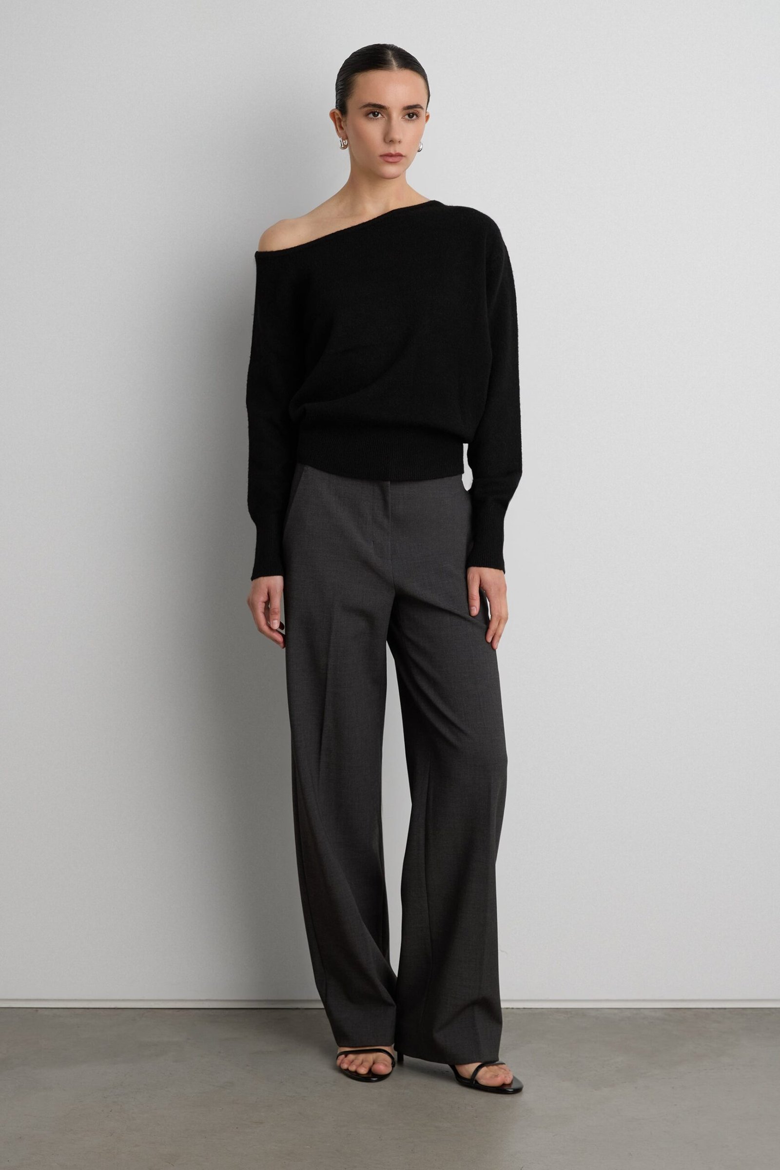 Sweater-13343_Black-1.jpg Off Shoulder Sweater - Image 1