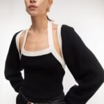 Contrast Trim Knit Bolero & Tank Two Piece Set