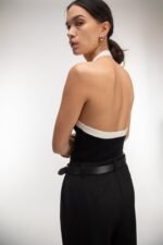 Contrast Trim Knit Bolero & Tank Two Piece Set - Image 2
