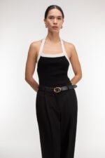 Contrast Trim Knit Bolero & Tank Two Piece Set - Image 3