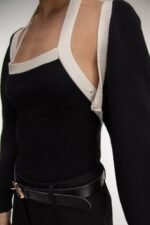 Contrast Trim Knit Bolero & Tank Two Piece Set - Image 5