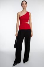 One Shoulder Knit Tank With Cutout