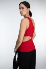One Shoulder Knit Tank With Cutout - Image 4